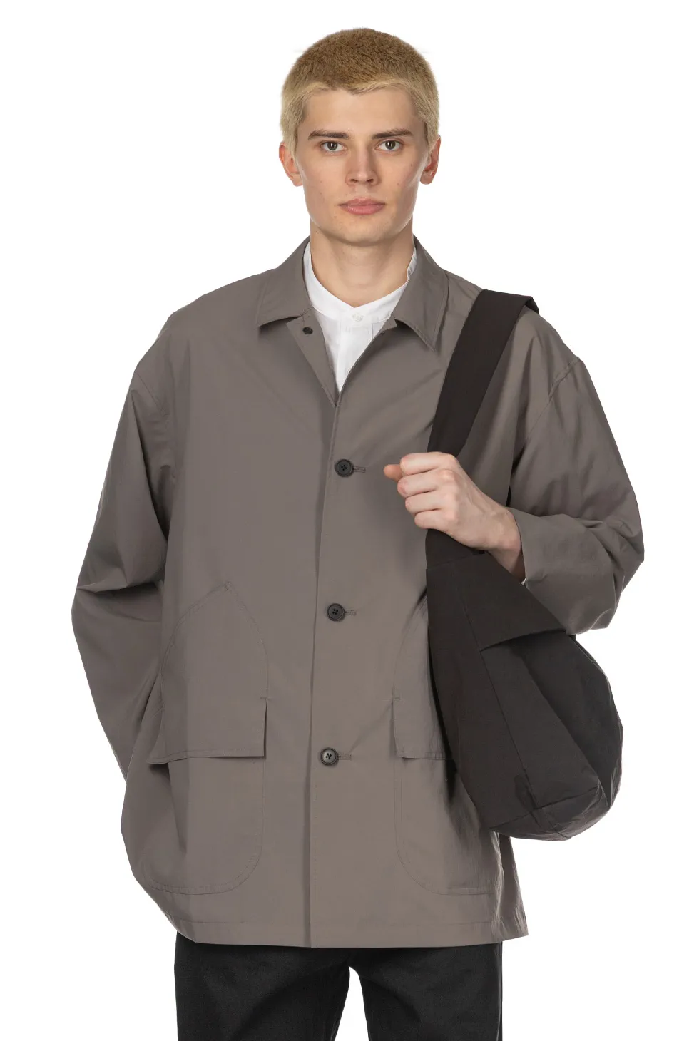 Clearance Still by Hand Airy Half Coat - Khaki Grey