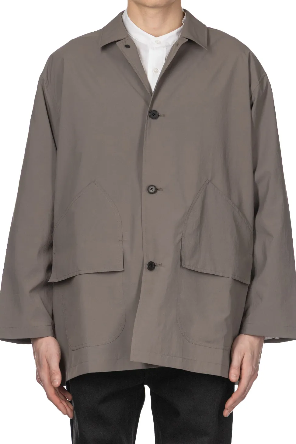 Clearance Still by Hand Airy Half Coat - Khaki Grey