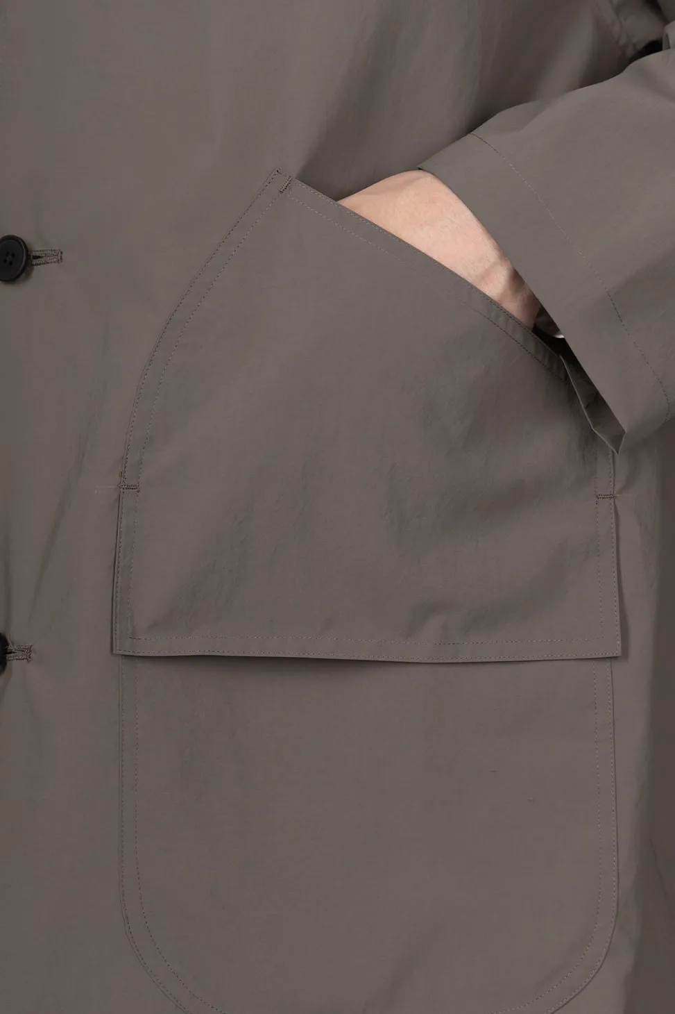 Clearance Still by Hand Airy Half Coat - Khaki Grey
