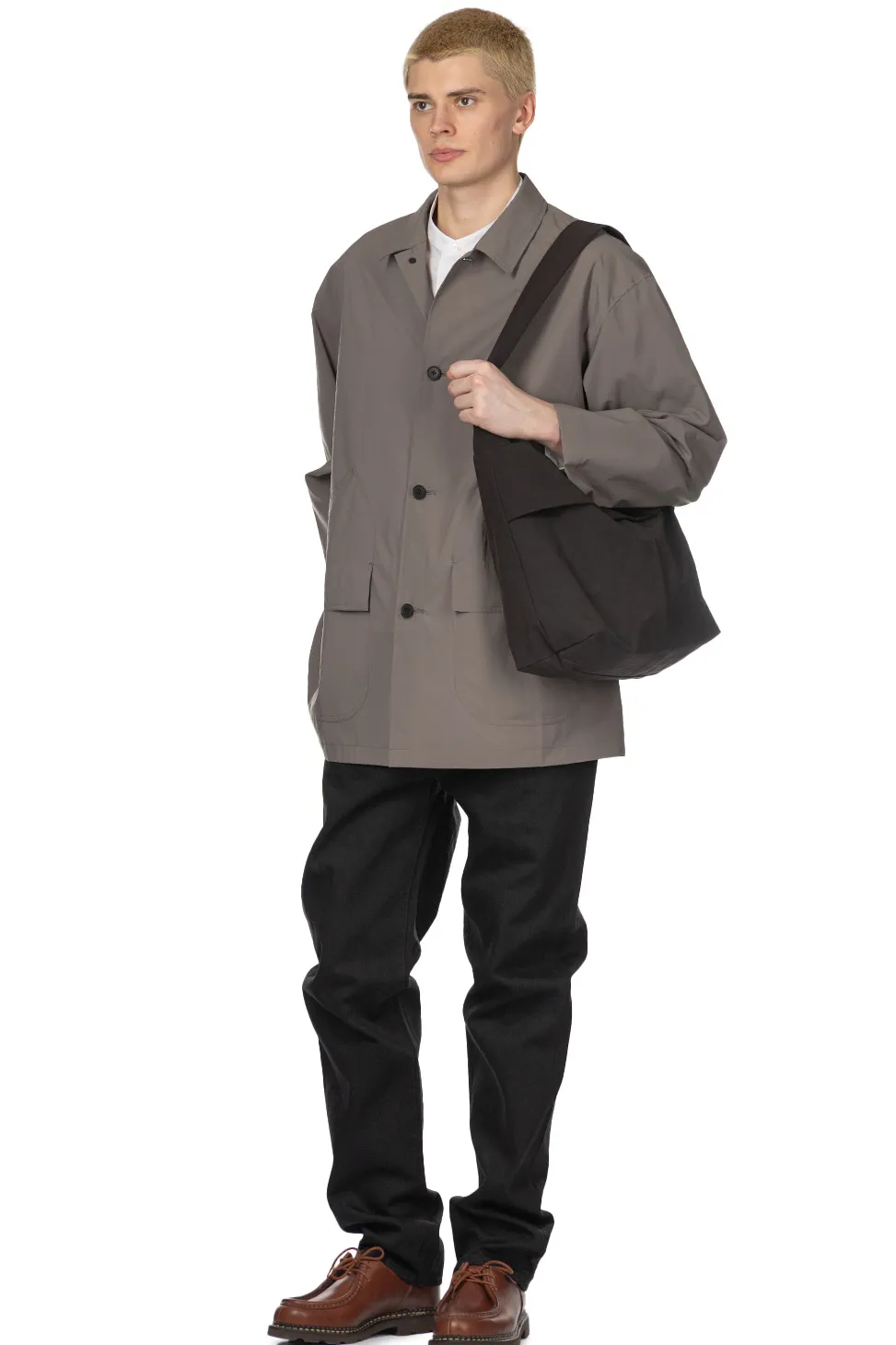 Clearance Still by Hand Airy Half Coat - Khaki Grey