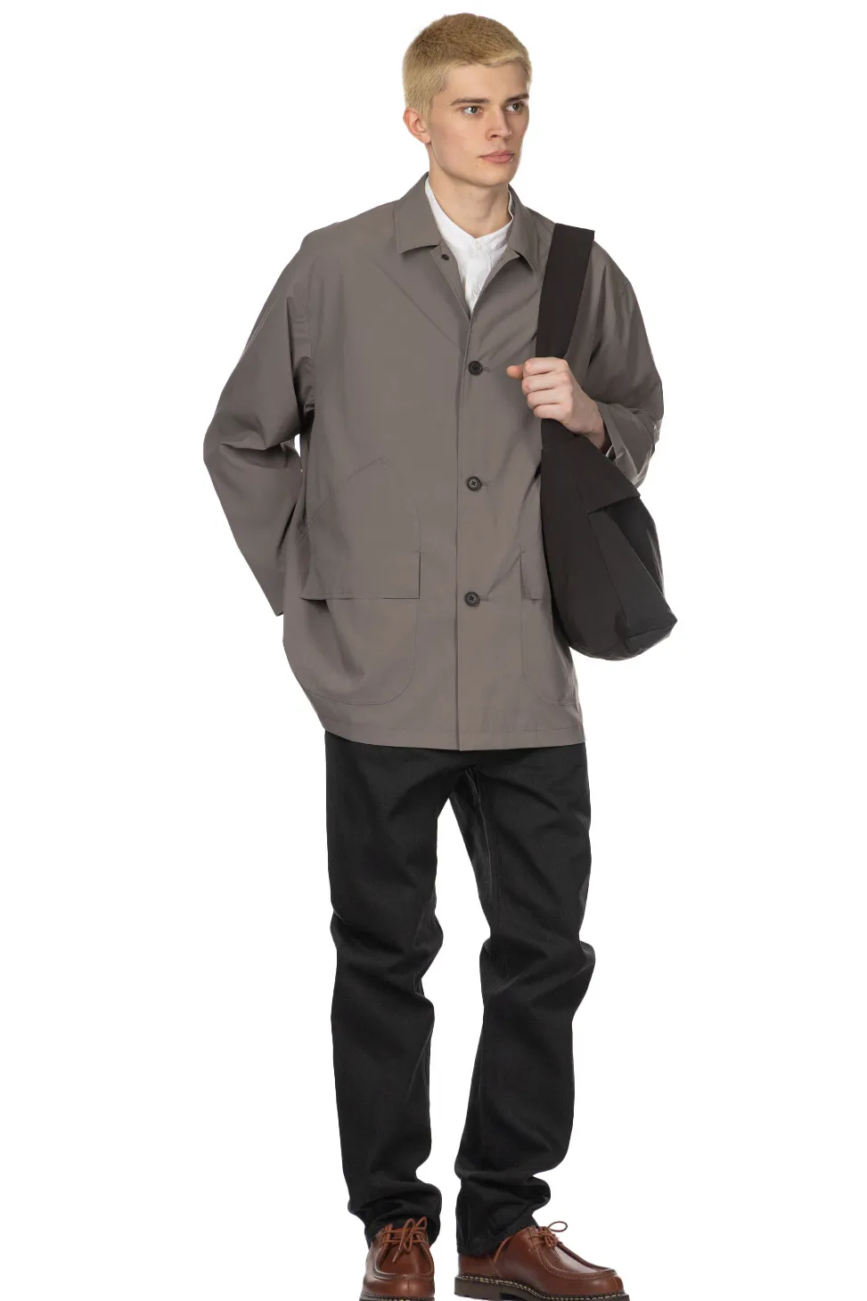 Clearance Still by Hand Airy Half Coat - Khaki Grey