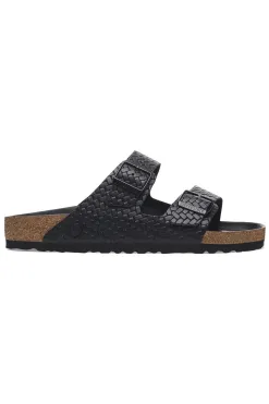 Hot Birkenstock Arizona Leather Woven Embossed Regular - Black