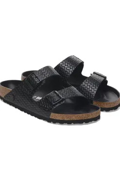 Hot Birkenstock Arizona Leather Woven Embossed Regular - Black