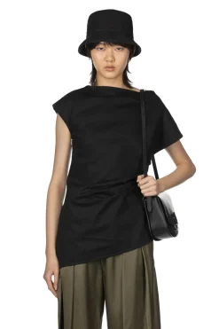Best JW Anderson Asymmetric Draped Top - Black