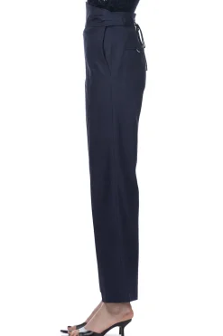 Sale Mame Kurogouchi Back String Cotton Flare Trousers - Navy