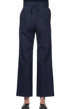 Sale Mame Kurogouchi Back String Cotton Flare Trousers - Navy