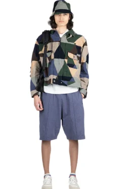 Clearance Engineered Garments BB Shorts- Navy Cotton Polka Dot Pique