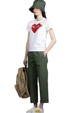 Outlet Comme Des Garcons Play Big x Small Red Heart T-Shirt - White