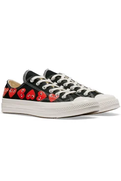 Fashion Comme Des Garcons Play Black Converse - Multiple Hearts Chuck 70 Low Sneakers