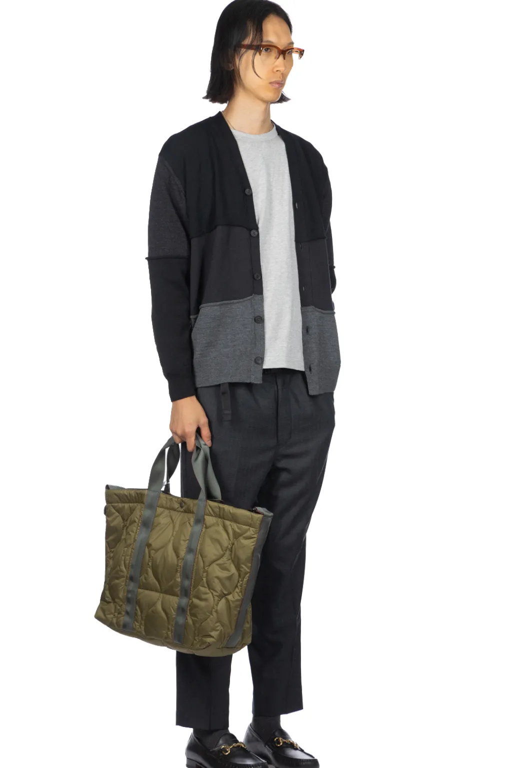 Discount Comme Des Garcons Homme Black x Grey Color Block Cardigan