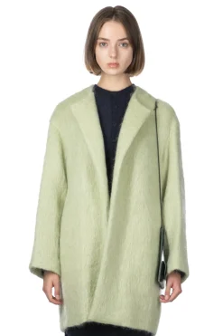 Fashion AURALEE Brushed Mohair Shaggy Coat - Light Khaki