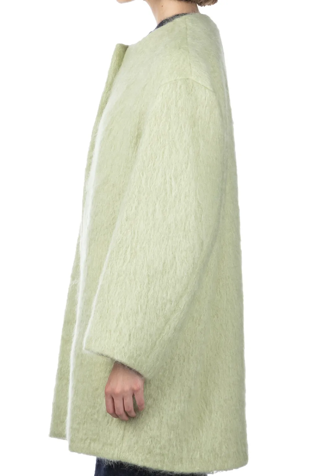 Fashion AURALEE Brushed Mohair Shaggy Coat - Light Khaki