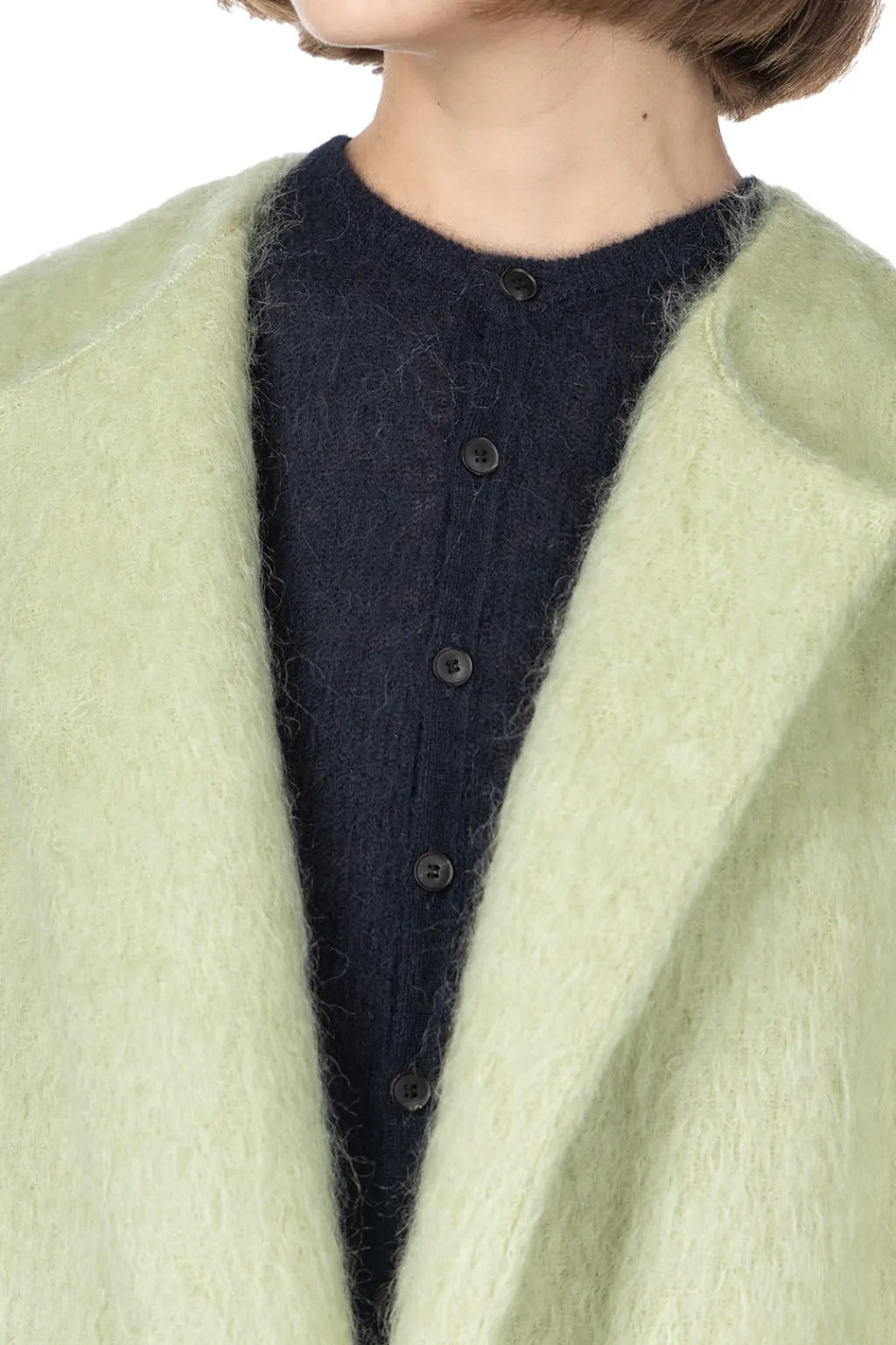 Fashion AURALEE Brushed Mohair Shaggy Coat - Light Khaki
