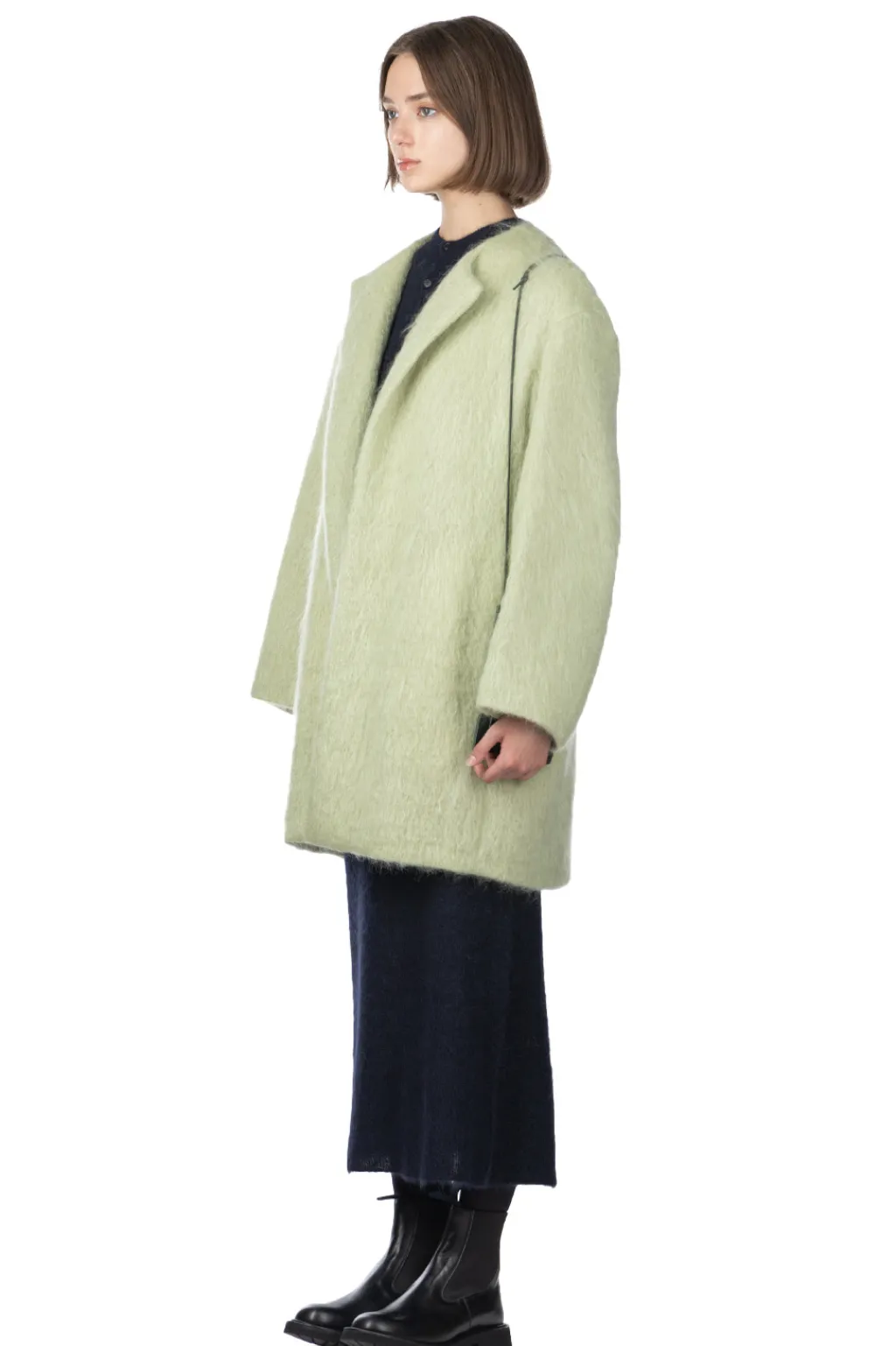 Fashion AURALEE Brushed Mohair Shaggy Coat - Light Khaki