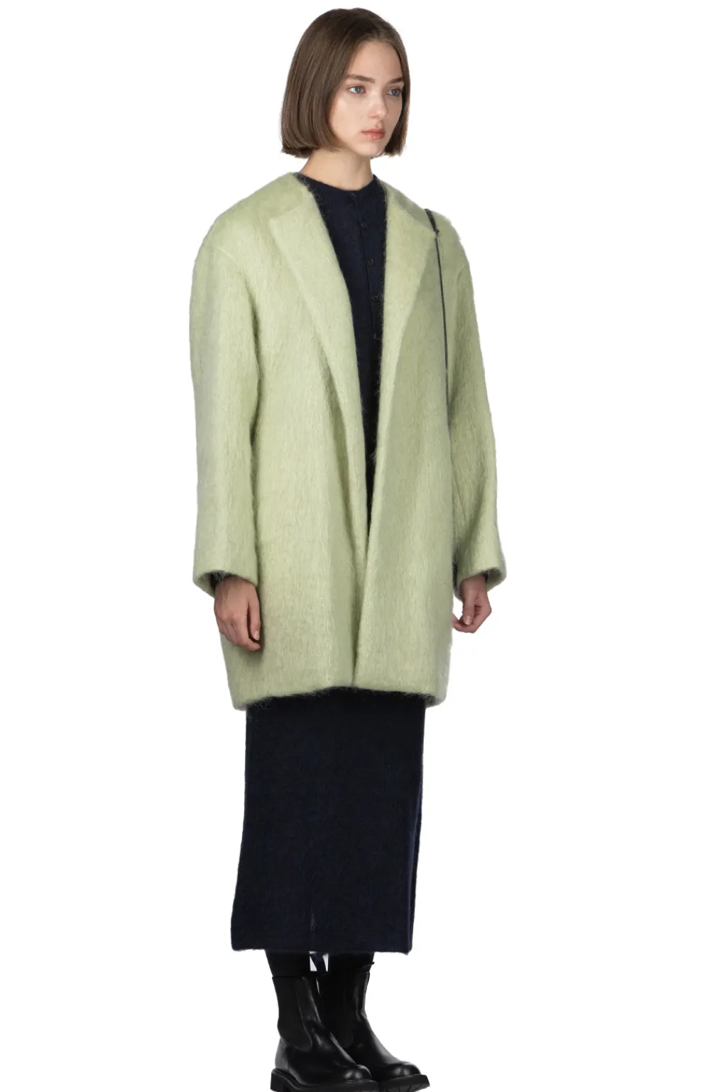 Fashion AURALEE Brushed Mohair Shaggy Coat - Light Khaki