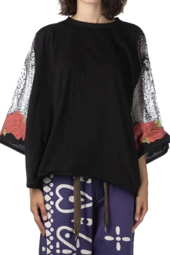 New Kapital Burn-Out Jersey Raglan HUGE T (Virgin Mary) - Black
