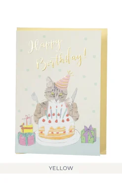 Fashion Mino Washi Cat Birthday Card - 3 Color Choices