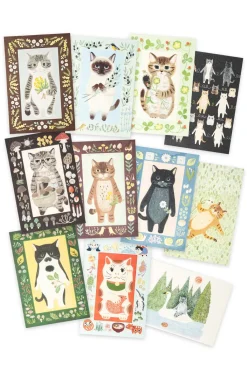 Hot Mino Washi Cat in the Picture Book Post Card - 11 choices