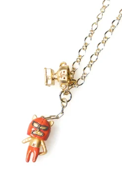 Hot Palnart Poc Cat Wrestler Necklace - Gold