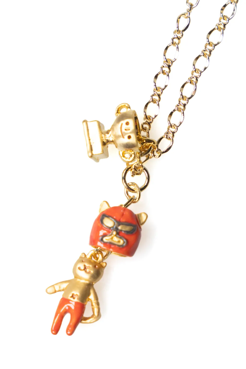 Hot Palnart Poc Cat Wrestler Necklace - Gold