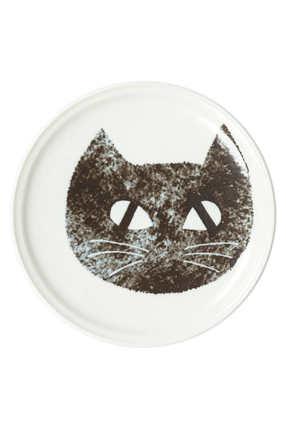 Clearance Mino Pottery Cat's Face Plate S BK