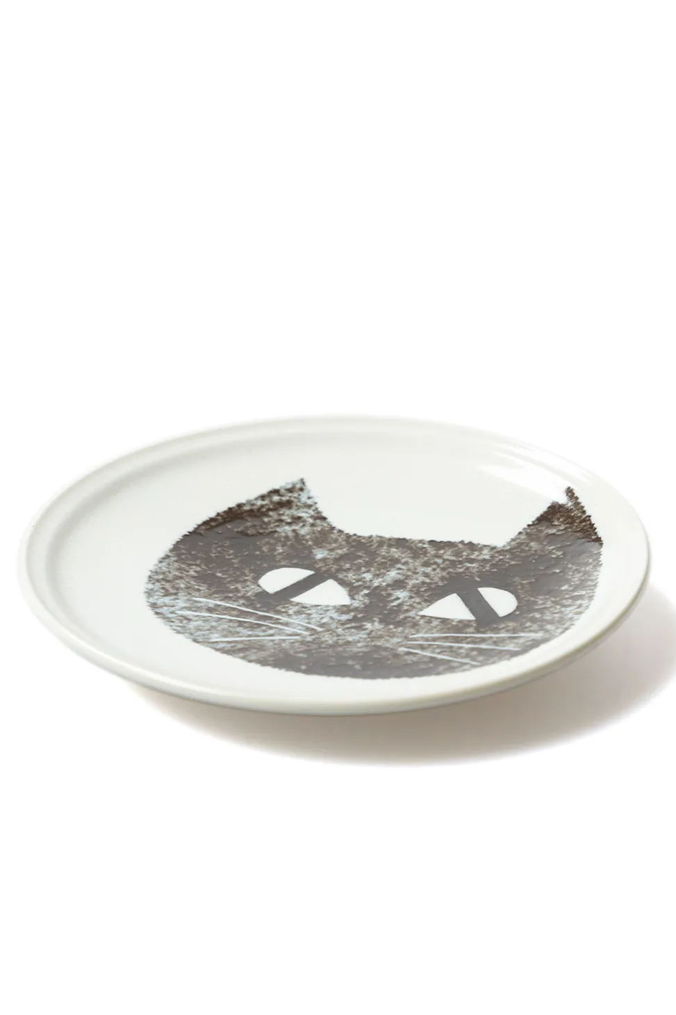 Clearance Mino Pottery Cat's Face Plate S BK