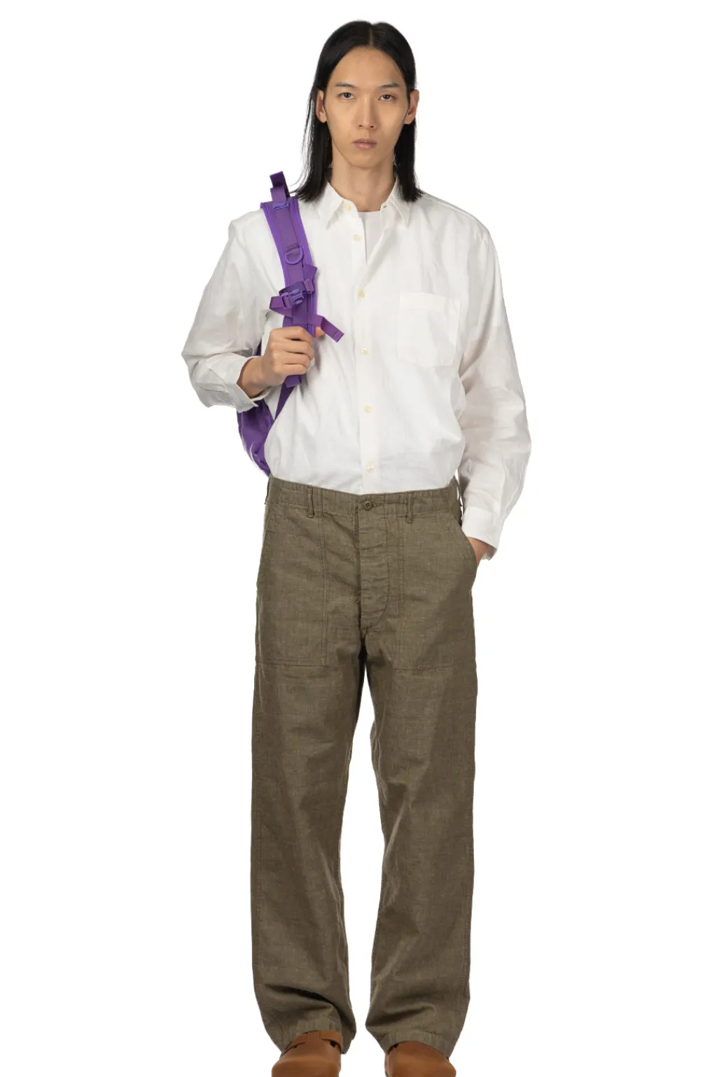 Sale OrSlow Chambray Fatigue Pants Regular Fit - Dusty Olive