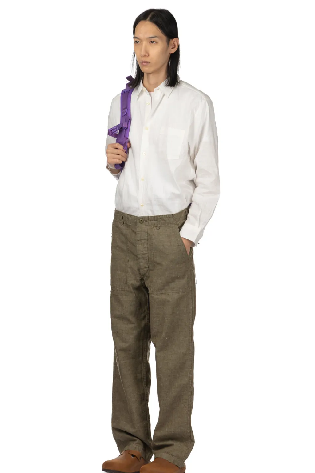 Sale OrSlow Chambray Fatigue Pants Regular Fit - Dusty Olive