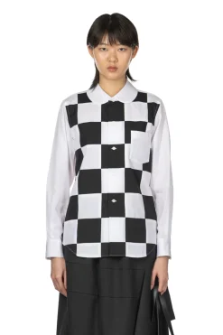 Outlet Comme Des Garcons Comme Des Garcons Checker Board Blouse - White x Black