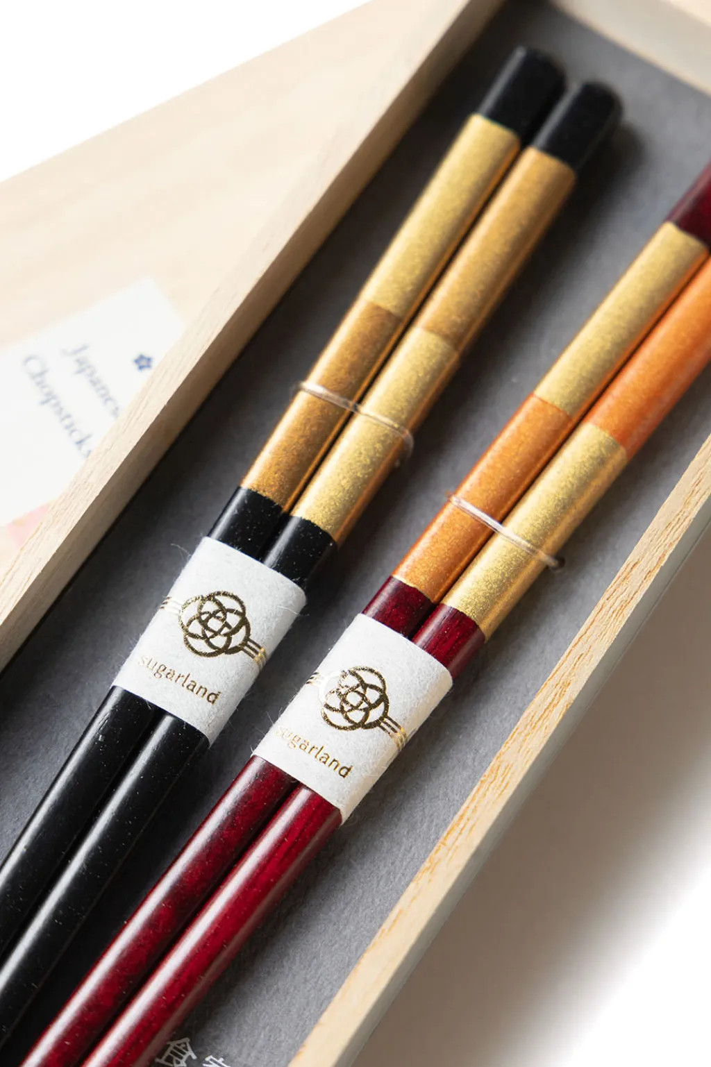 Hot Mino Washi Chopsticks - 2 Pairs - Gold Checker