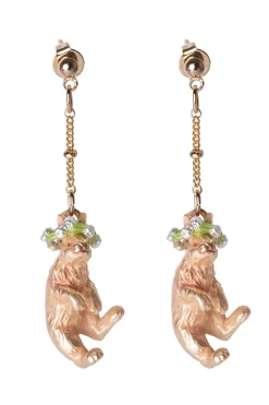 New Palnart Poc Clover Crown Bunny Earrings - Gold