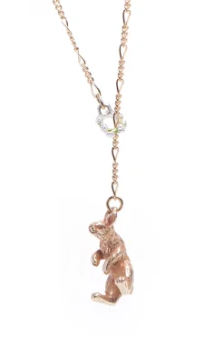 Fashion Palnart Poc Clover Crown Bunny Necklace - Gold