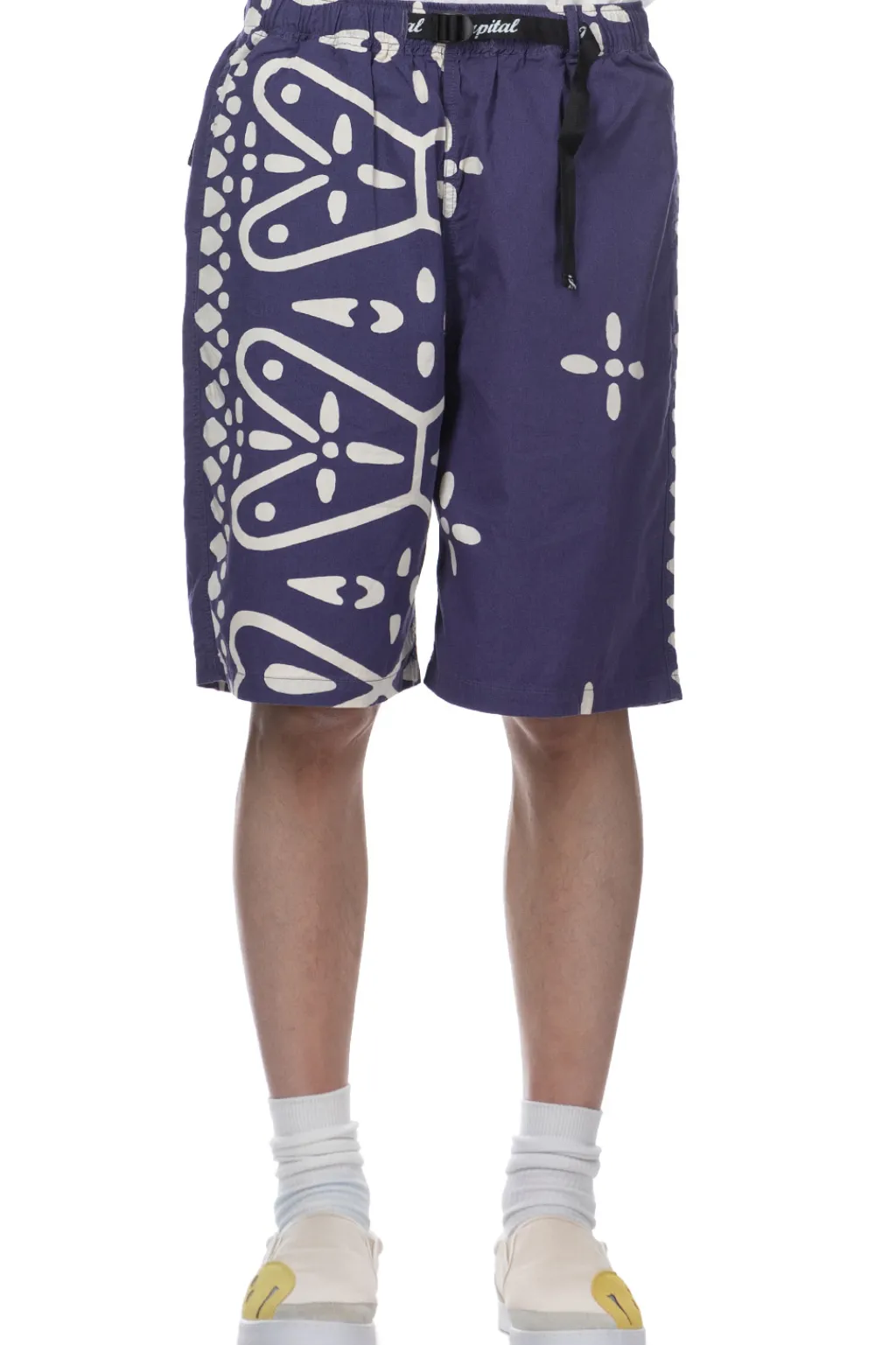 New Kapital Combed Burberry Homongo Cross Easy Shorts - Navy