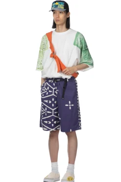 New Kapital Combed Burberry Homongo Cross Easy Shorts - Navy