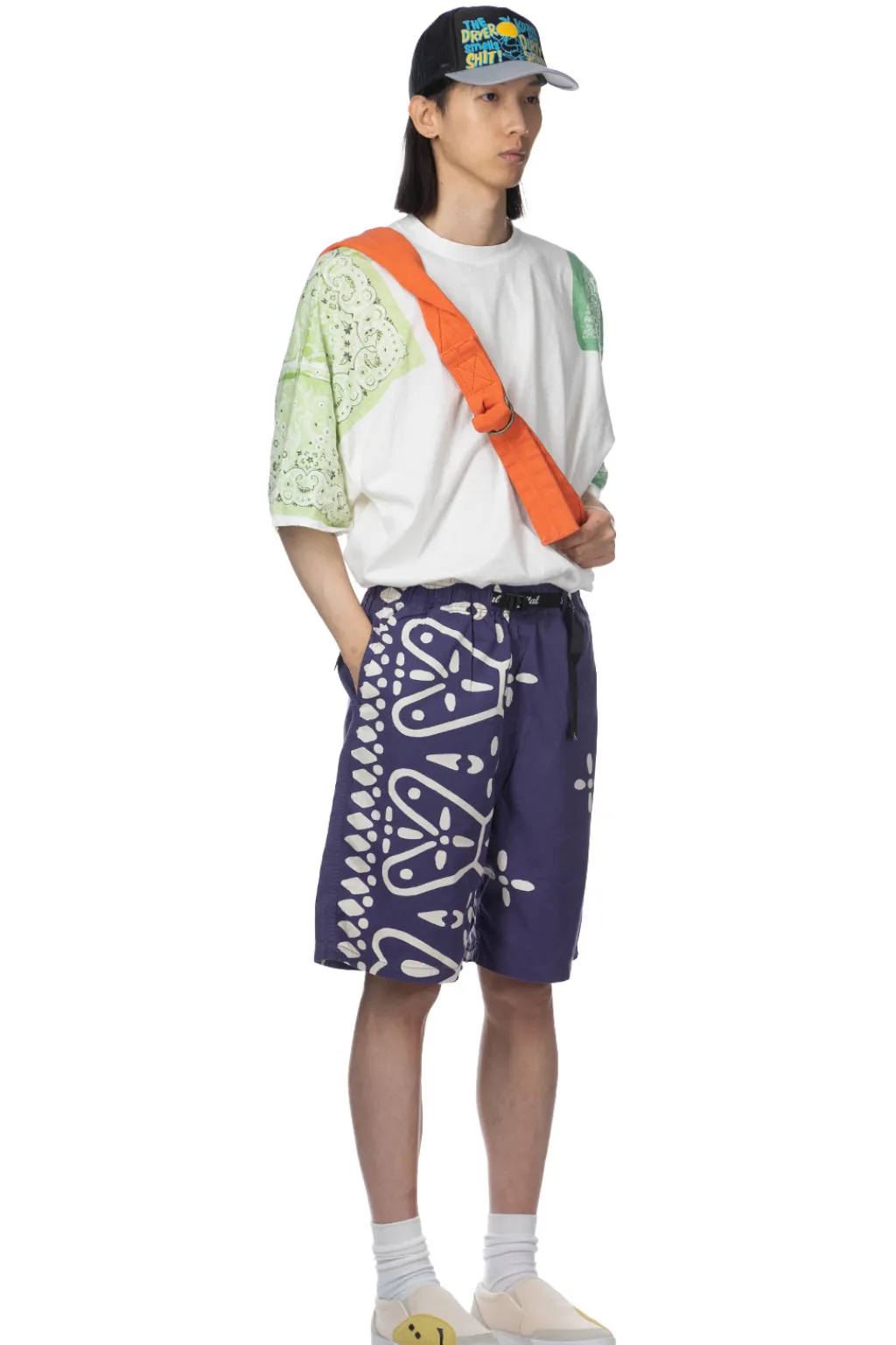 New Kapital Combed Burberry Homongo Cross Easy Shorts - Navy
