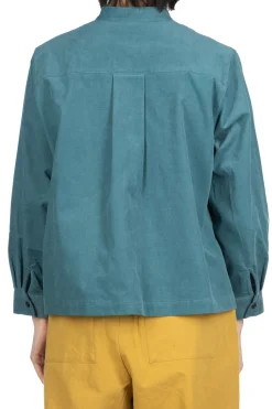Sale Nachukara Corduroy Mao Collar Shirt - Blue Green
