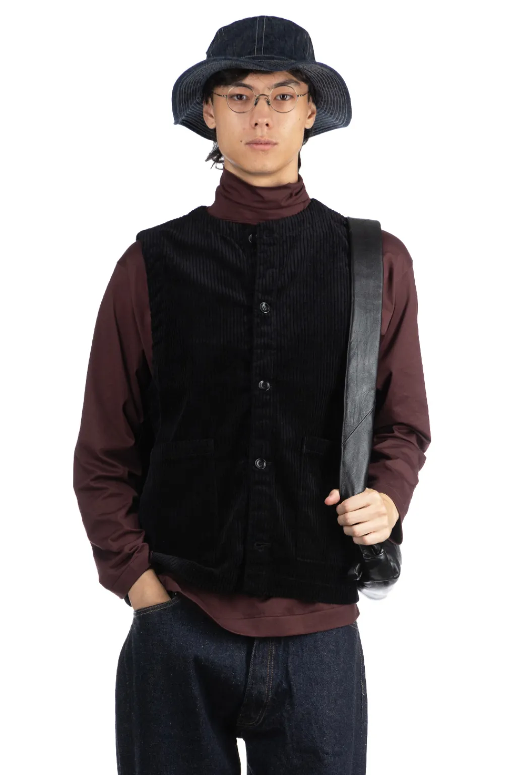 Sale Tigre Brocante Corduroy Open Pocket Vest - Black