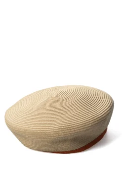 Best Cableami Cotton Braid Beret - Orange / Beige