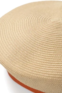 Best Cableami Cotton Braid Beret - Orange / Beige