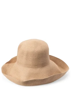 Outlet Cableami Cotton Braid Capeline Wide Brim with Strap - Beige