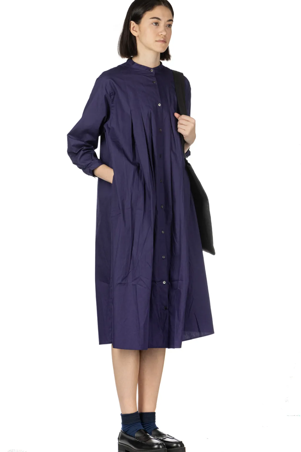 Hot Nachukara Cotton Broadcloth Tuck Dress - Purple