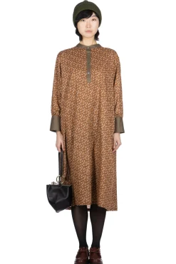 Best Nachukara Cotton Flower & Leaf Dress - Orange
