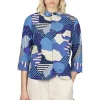 Hot Tigre Brocante Cotton Flower Esprit QT Sleeve Shirt - Blue
