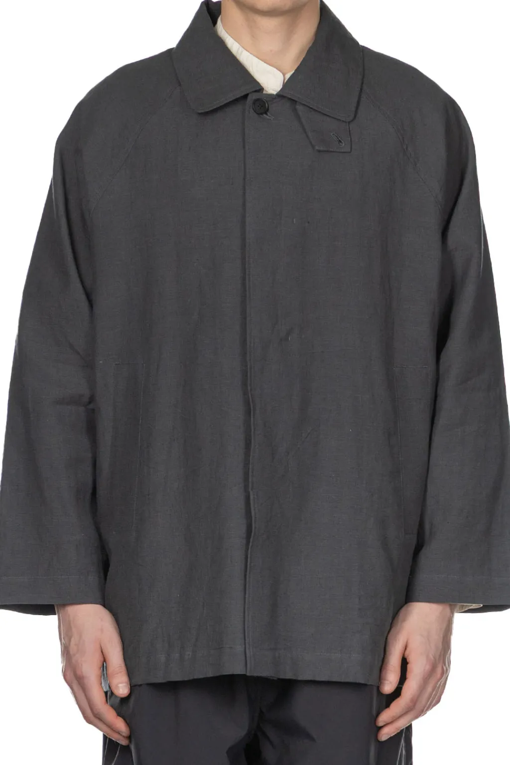 Fashion Still by Hand Cotton Half Coat - Blue Charcoal