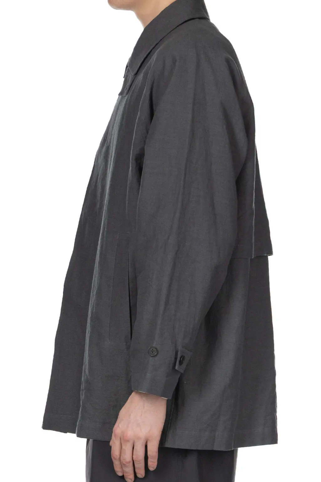 Fashion Still by Hand Cotton Half Coat - Blue Charcoal