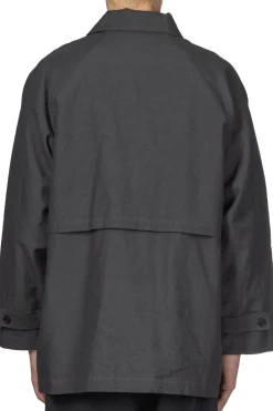 Fashion Still by Hand Cotton Half Coat - Blue Charcoal