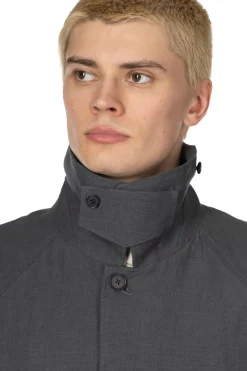 Fashion Still by Hand Cotton Half Coat - Blue Charcoal