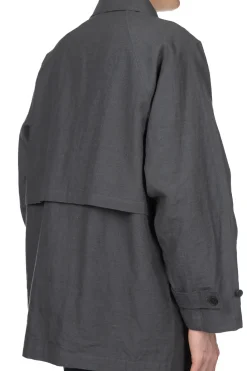 Fashion Still by Hand Cotton Half Coat - Blue Charcoal