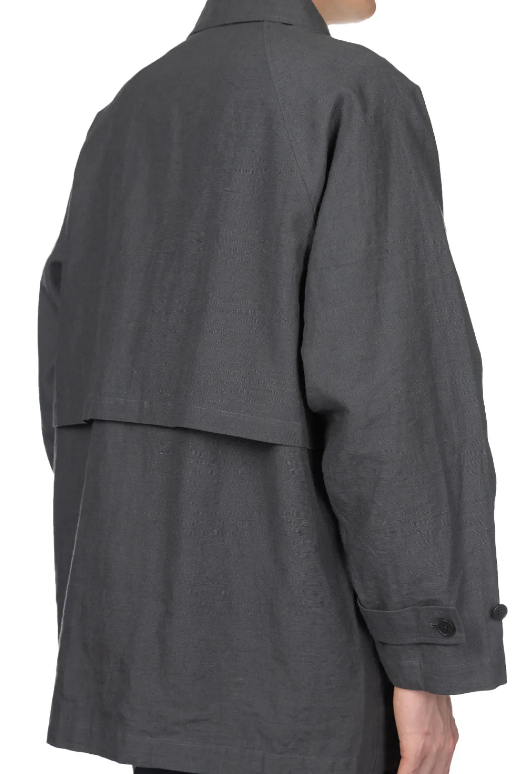 Fashion Still by Hand Cotton Half Coat - Blue Charcoal