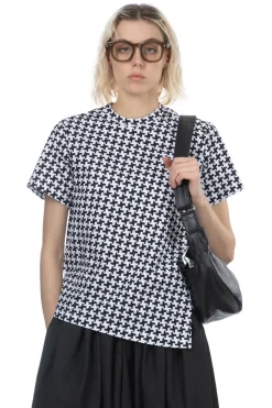 Discount Comme Des Garcons Comme Des Garcons cotton jersey print pinwheel A pattern top - Black